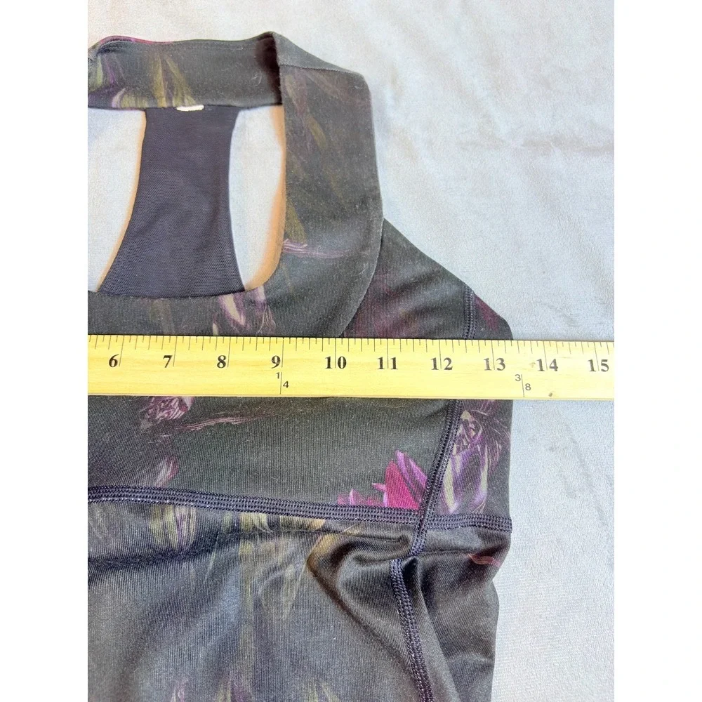 Lululemon Scoop Neck Tank Midnight Iris Black Floral Workout Top Racerback 4 - Picture 5 of 11
